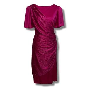 Vintage Fuchsia Glitter Draped Dress